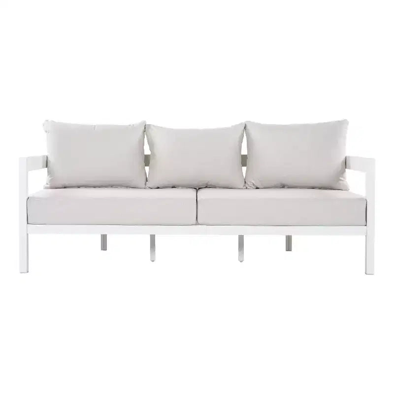 Christopher Knight Home Althea, Set Conversazione da Esterni Curvo Moderno a 5 Pezzi in Alluminio con Tavolino da Caffè in Vetro