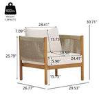 Set da salotto da esterno 4 pezzi Christopher Knight Home Elvis in legno di acacia moderno con pannelli in corda intrecciata e cuscini
