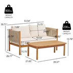 Set da salotto da esterno 4 pezzi Christopher Knight Home Elvis in legno di acacia moderno con pannelli in corda intrecciata e cuscini