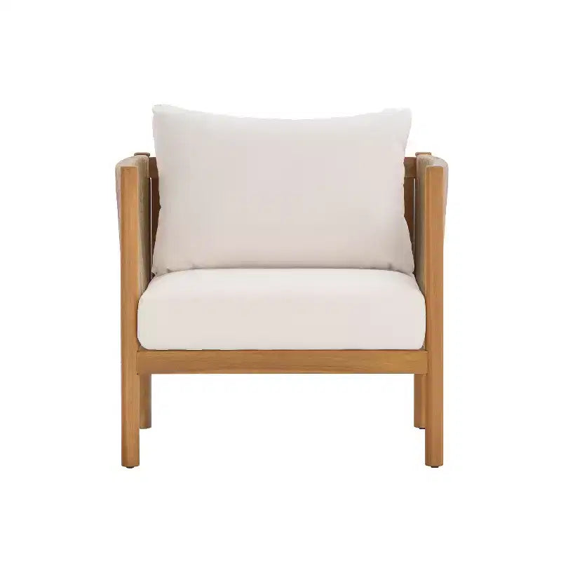 Set da salotto da esterno 4 pezzi Christopher Knight Home Elvis in legno di acacia moderno con pannelli in corda intrecciata e cuscini