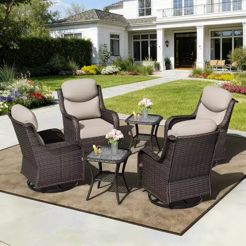 Set sedia a dondolo e tavolino da esterno UPTIOT per il relax in patio