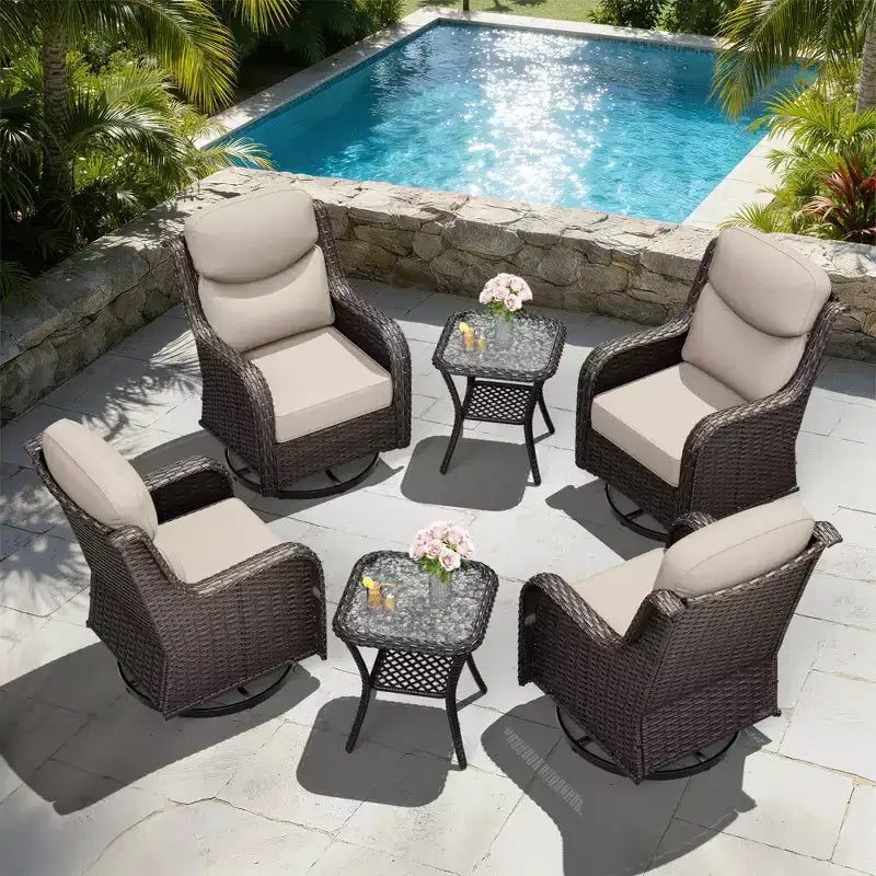 Set sedia a dondolo e tavolino da esterno UPTIOT per il relax in patio