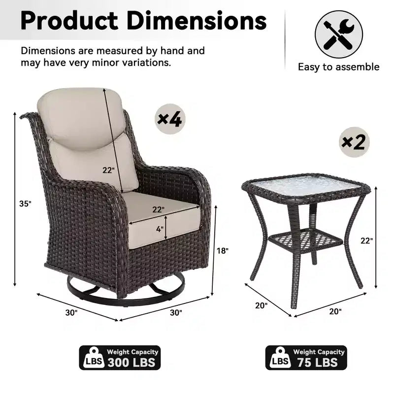 Set sedia a dondolo e tavolino da esterno UPTIOT per il relax in patio