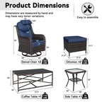 Set di poltrone dondolo girevoli da esterno UPTIOT con poggiapiedi convertibili e tavolino da caffè per il comfort del patio