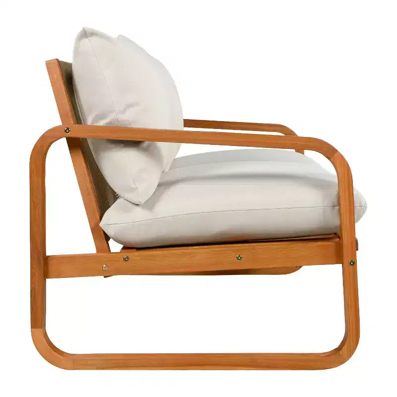 Set da giardino moderno a 4 pezzi Thao di Christopher Knight Home in legno di acacia con cuscini e tavolino a doghe