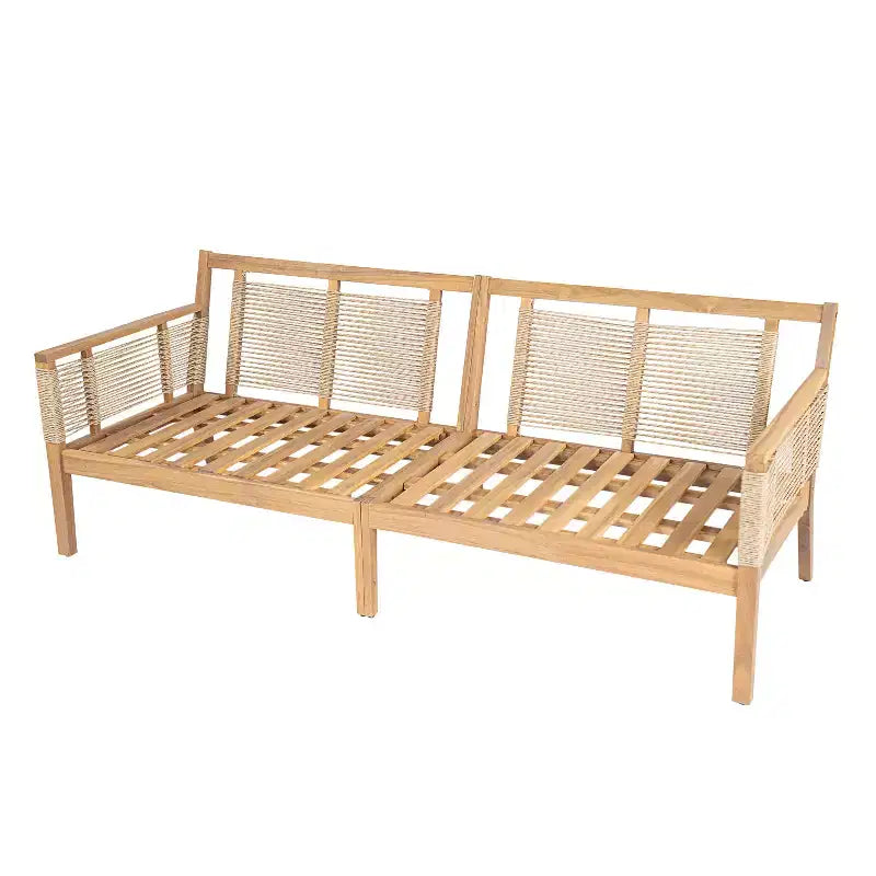 Set divano da conversazione per esterni ModernLuxe, set di mobili da patio in legno di acacia, divano a 3 posti e poltrone con 2 tavolini da caffè, teak