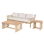 Set divano da conversazione per esterni ModernLuxe, set di mobili da patio in legno di acacia, divano a 3 posti e poltrone con 2 tavolini da caffè, teak