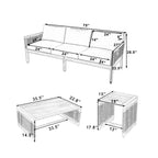 Set divano da conversazione per esterni ModernLuxe, set di mobili da patio in legno di acacia, divano a 3 posti e poltrone con 2 tavolini da caffè, teak