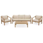 Christopher Knight Home Febi Modern 4 Piece Acacia Patio Seating Set with Cushion and Slatted Table