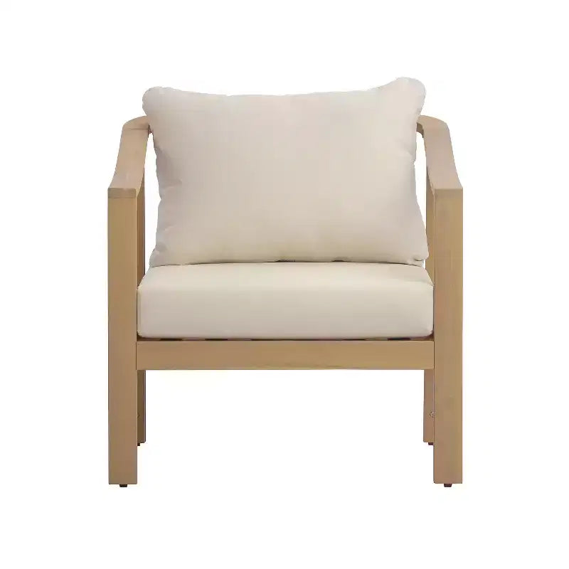 Set da salotto da patio in 4 pezzi Christopher Knight Home Febi Modern in legno di acacia con cuscini e tavolino a doghe