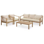 Set da salotto da patio in 4 pezzi Christopher Knight Home Febi Modern in legno di acacia con cuscini e tavolino a doghe
