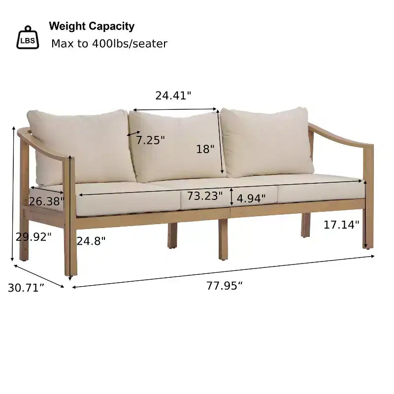 Set da salotto da patio in 4 pezzi Christopher Knight Home Febi Modern in legno di acacia con cuscini e tavolino a doghe