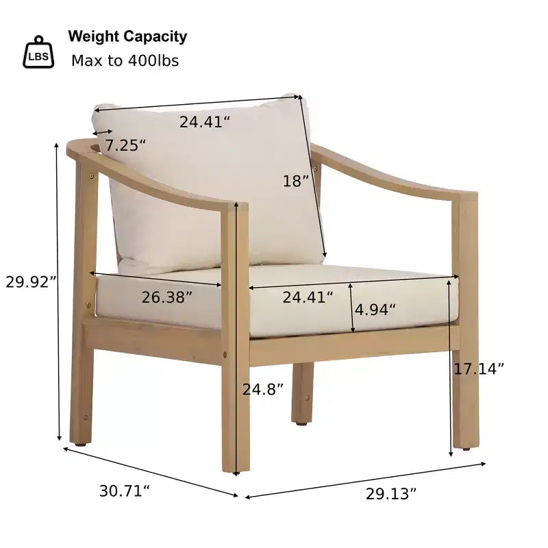 Set da salotto da patio in 4 pezzi Christopher Knight Home Febi Modern in legno di acacia con cuscini e tavolino a doghe