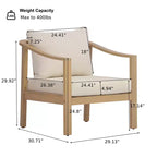Set da salotto da patio in 4 pezzi Christopher Knight Home Febi Modern in legno di acacia con cuscini e tavolino a doghe