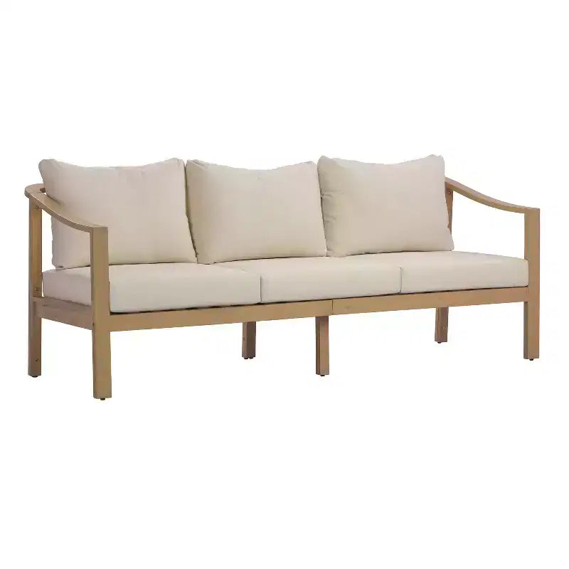 Set da salotto da patio in 4 pezzi Christopher Knight Home Febi Modern in legno di acacia con cuscini e tavolino a doghe