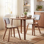 Costway Set Tavolo da Pranzo 3 PZ/5 PZ con 2/4 Sedie Imbottite, Tavolo da Pranzo Rotondo Beige e Naturale/Grigio e Noce