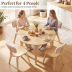 Costway Set Tavolo da Pranzo 3 PZ/5 PZ con 2/4 Sedie Imbottite, Tavolo da Pranzo Rotondo Beige e Naturale/Grigio e Noce