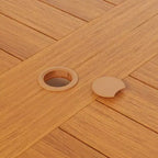 Set da pranzo da esterno Famapy in HDPE effetto legno di teak naturale, tavolo da patio resistente agli agenti atmosferici con foro per ombrellone, set da giardino e patio