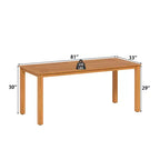 Set da pranzo da esterno Famapy in HDPE effetto legno di teak naturale, tavolo da patio resistente agli agenti atmosferici con foro per ombrellone, set da giardino e patio