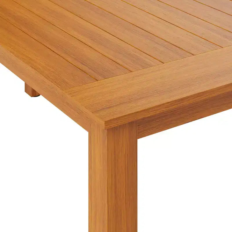 Set da pranzo da esterno Famapy in HDPE effetto legno di teak naturale, tavolo da patio resistente agli agenti atmosferici con foro per ombrellone, set da giardino e patio