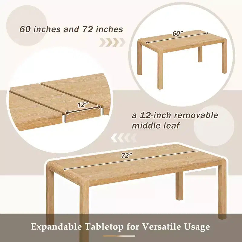 Set tavolo da pranzo vintage allungabile per 6 persone con 4 sedie imbottite e panca, set da cucina rustico spazzolato con design curvo