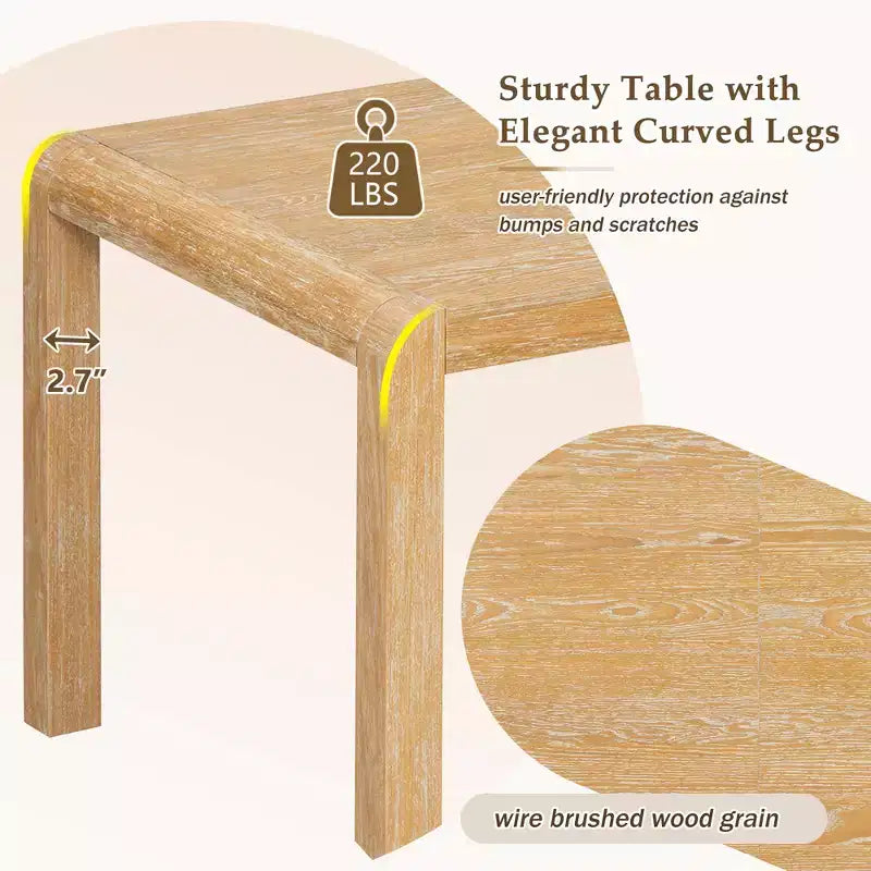 Set tavolo da pranzo vintage allungabile per 6 persone con 4 sedie imbottite e panca, set da cucina rustico spazzolato con design curvo