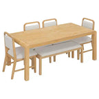 Set tavolo da pranzo vintage allungabile per 6 persone con 4 sedie imbottite e panca, set da cucina rustico spazzolato con design curvo