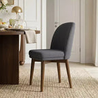 Set tavolo da pranzo rotondo Mid-Century per 4 persone, piano in impiallacciato noce con base a gambe incrociate in legno massello e sedie in lino con gambe in legno massello - Panipeachy