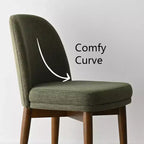 Set tavolo da pranzo rotondo Mid-Century per 4 persone, piano in impiallacciato noce con base a gambe incrociate in legno massello e sedie in lino con gambe in legno massello - Panipeachy