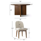 Set tavolo da pranzo rotondo Mid-Century per 4 persone, piano in impiallacciato noce con base a gambe incrociate in legno massello e sedie in lino con gambe in legno massello - Panipeachy
