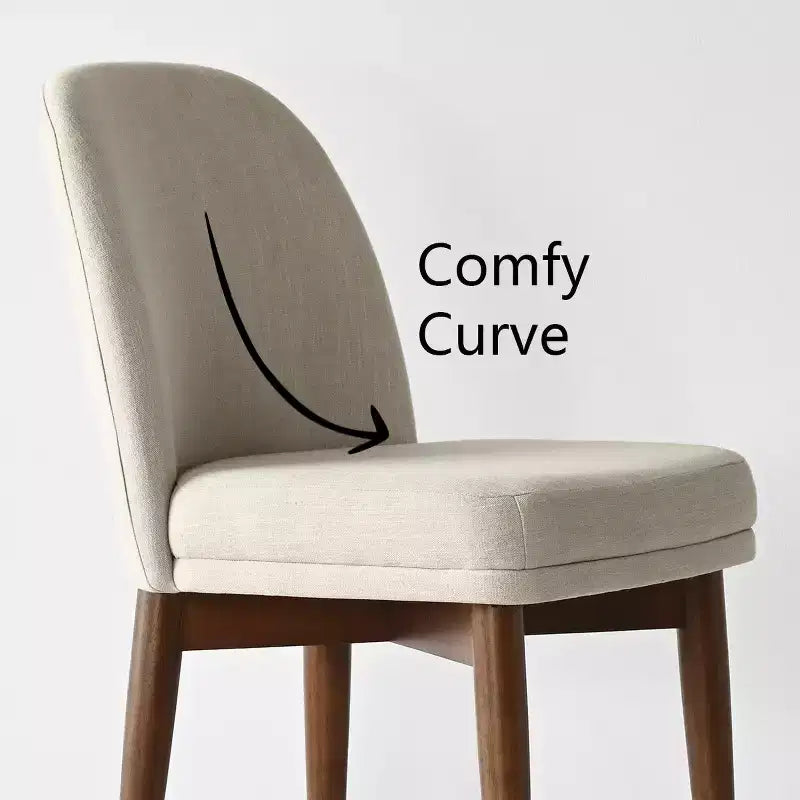 Set tavolo da pranzo rotondo Mid-Century per 4 persone, piano in impiallacciato noce con base a gambe incrociate in legno massello e sedie in lino con gambe in legno massello - Panipeachy