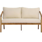 Christopher Knight Home Paula Set da conversazione da 4 pezzi moderno da patio in legno di acacia e vimini PE con cuscini