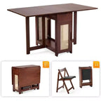 Set da pranzo pieghevole Karl Home per 4 persone in legno di noce