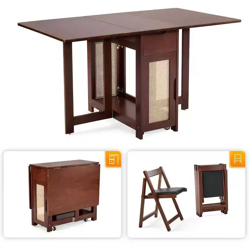Set da pranzo pieghevole Karl Home per 4 persone in legno di noce