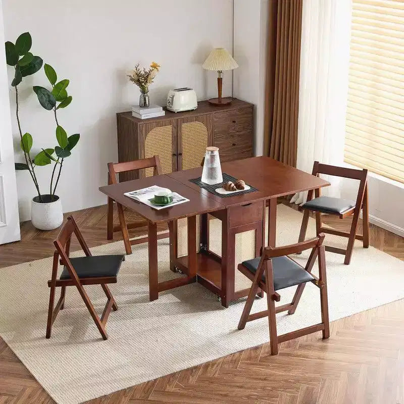 Set da pranzo pieghevole Karl Home per 4 persone in legno di noce