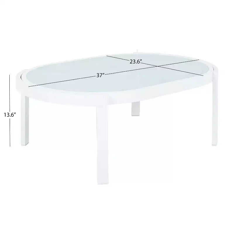 Set conversazione da esterno moderno in alluminio GDFStudio Estella da 4 pezzi con tavolino in vetro