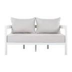 Set conversazione da esterno moderno in alluminio GDFStudio Estella da 4 pezzi con tavolino in vetro