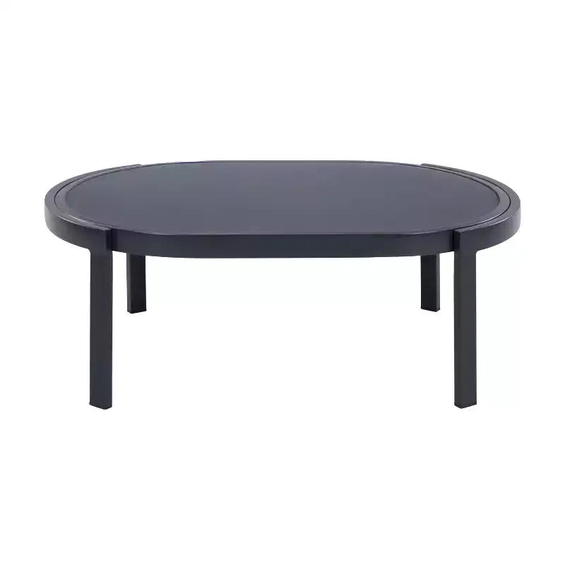 Set conversazione da esterno moderno in alluminio GDFStudio Estella da 4 pezzi con tavolino in vetro