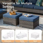 Set da esterno HOMLUX 7 pezzi con tavolo braciere, divano, sedie girevoli e pouf