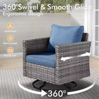 Set da esterno HOMLUX 7 pezzi con tavolo braciere, divano, sedie girevoli e pouf
