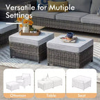 Set da esterno HOMLUX 7 pezzi con tavolo braciere, divano, sedie girevoli e pouf