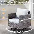 Set da esterno HOMLUX 7 pezzi con tavolo braciere, divano, sedie girevoli e pouf