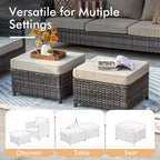 Set da esterno HOMLUX 7 pezzi con tavolo braciere, divano, sedie girevoli e pouf