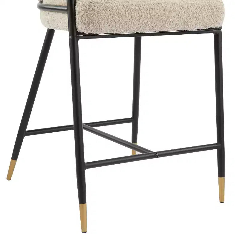 Set di 3 sgabelli da bancone contemporanei Christopher Knight Home Kun in tessuto bouclé con tavolo lungo scanalato