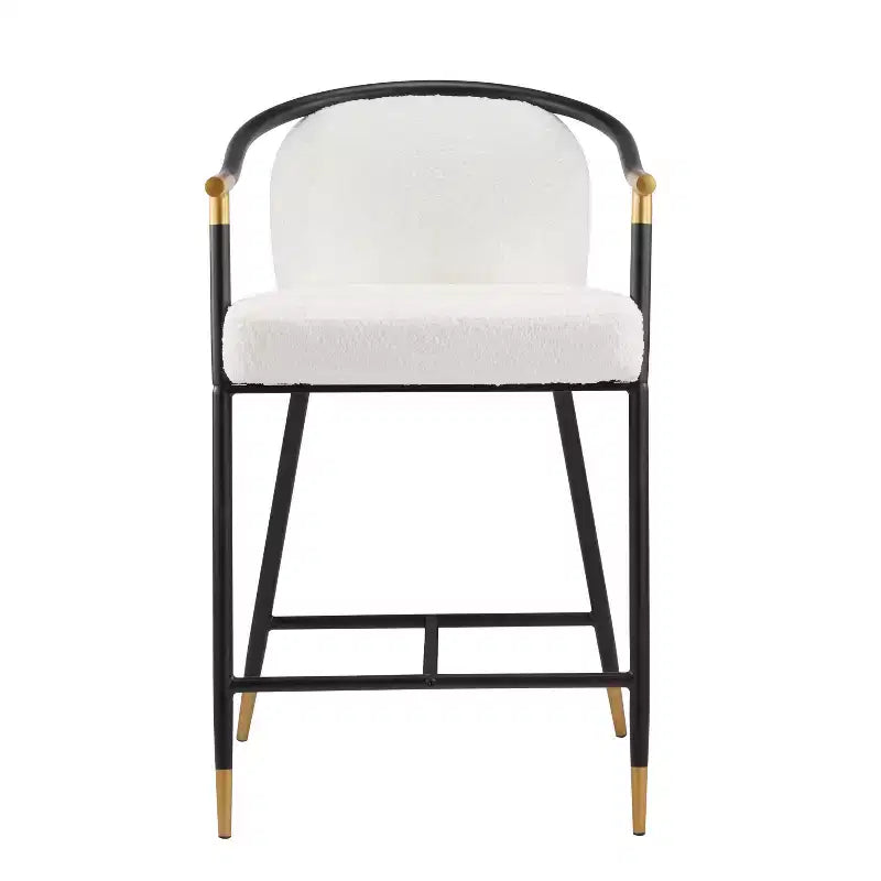 Set di 3 sgabelli da bancone contemporanei Christopher Knight Home Kun in tessuto bouclé con tavolo lungo scanalato