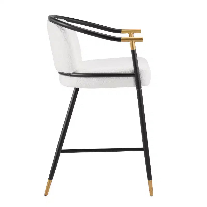 Set di 3 sgabelli da bancone contemporanei Christopher Knight Home Kun in tessuto bouclé con tavolo lungo scanalato