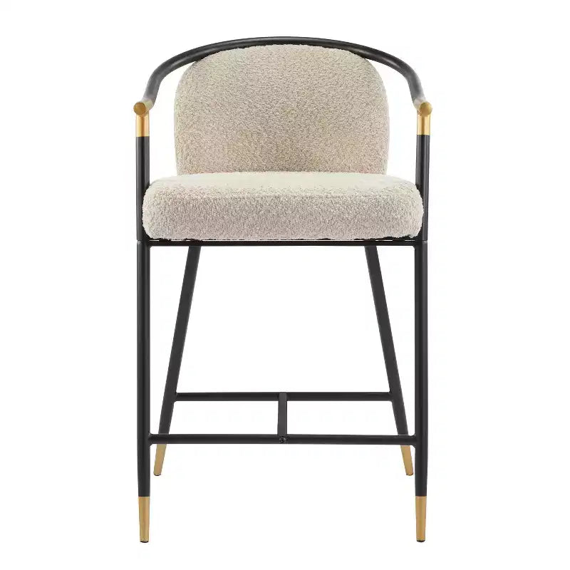 Set di 3 sgabelli da bancone contemporanei Christopher Knight Home Kun in tessuto bouclé con tavolo lungo scanalato