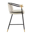 Set di 3 sgabelli da bancone contemporanei Christopher Knight Home Kun in tessuto bouclé con tavolo lungo scanalato