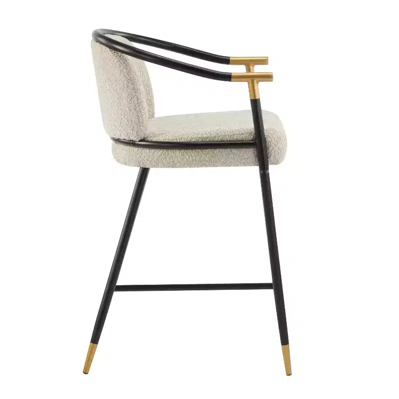 Set di 3 sgabelli da bancone contemporanei Christopher Knight Home Kun in tessuto bouclé con tavolo lungo scanalato