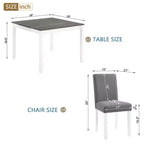 Set da pranzo moderno GDFStudio Roseanne da 5 pezzi in legno di gomma con 4 sedie imbottite in lino